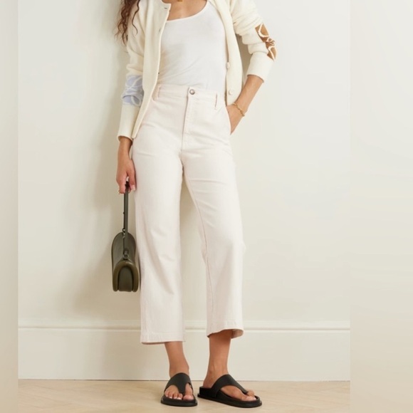 EVERLANE ORGANIC COTTON WHITE STRAIGHT LEG CROP PANTS SIZE 12 - Picture 2 of 13